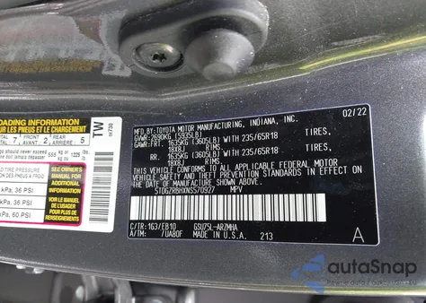 2022 Toyota Highlander Xle from USA, damaged, VIN 5TDGZRBHXNS570927